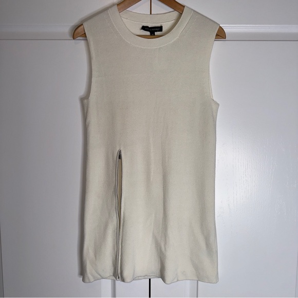 Banana Republic Sleeveless Ribbed Knit Tunic Sweater Ivory Cream XS - Picture 6 of 11